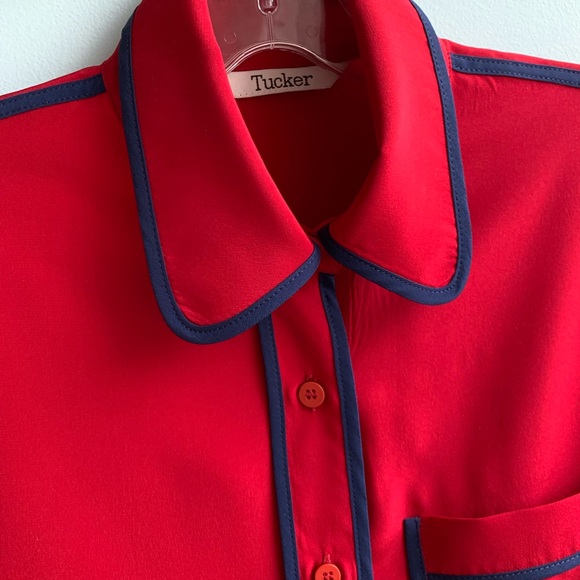 Tucker red Gaby pure silk button up shirt blouse - Picture 3 of 6